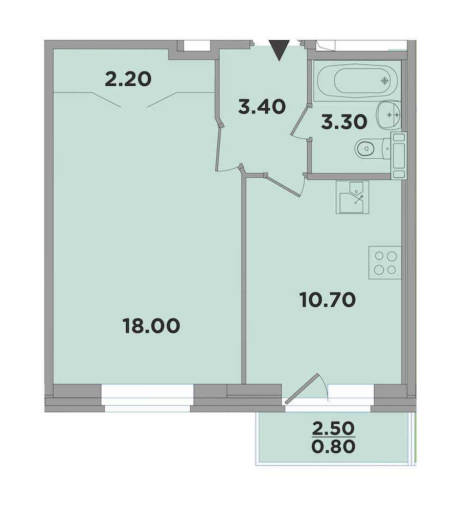 Однокомнатная квартира в : площадь 37.6 м2 , этаж: 1 – купить в Санкт-Петербурге